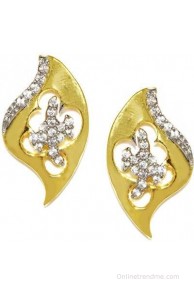 Bindhani Antique Silver Plated Cubic Zirconia Brass Dangle Earring